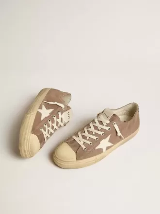 Herren-Sneaker V-Star aus taubengrauem Wildleder mit weißem Nappalederstern