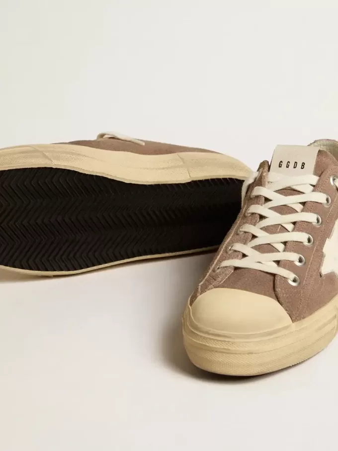 Herren-Sneaker V-Star aus taubengrauem Wildleder mit weißem Nappalederstern