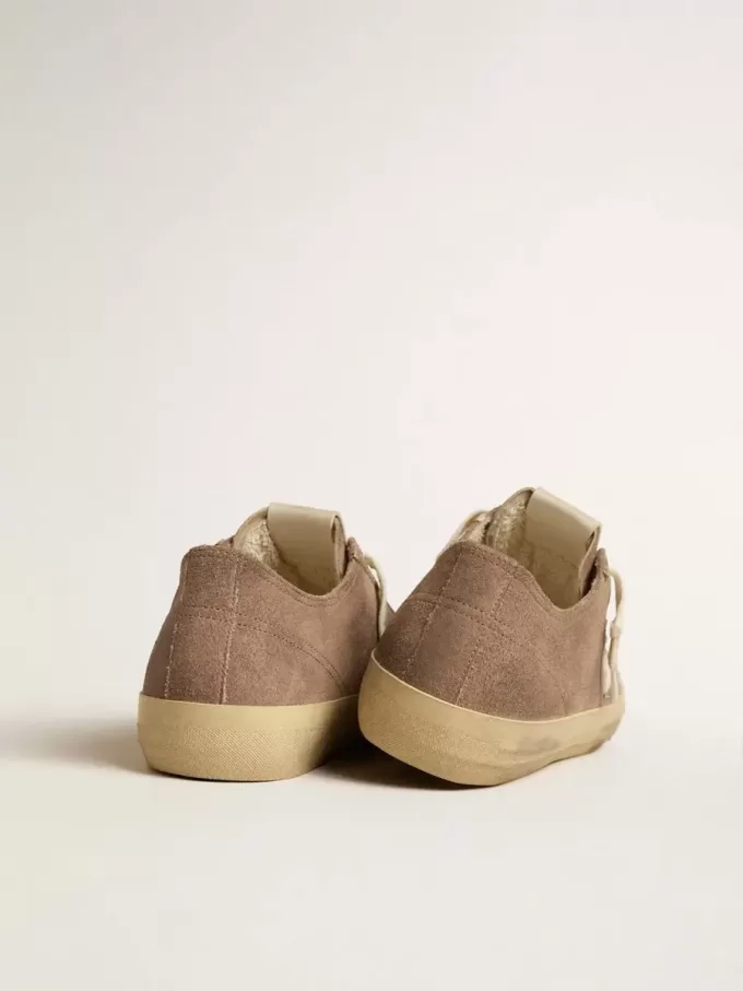 Herren-Sneaker V-Star aus taubengrauem Wildleder mit weißem Nappalederstern