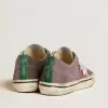 Herren-Sneaker V-Star LAB aus lila Leder und Glitzer mit weißem Stern und silberner Glitzerzunge