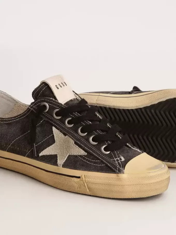Herren-Sneaker V-Star LTD aus schwarzem Canvas mit eisgrauem Stern und Ferse