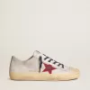 Herren-Sneaker V-Star LTD aus silbermetallischem Wildleder mit rotem Wildlederstern