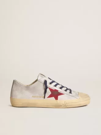 Herren-Sneaker V-Star LTD aus silbermetallischem Wildleder mit rotem Wildlederstern