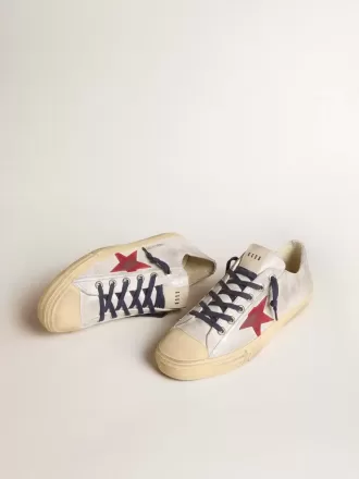 Herren-Sneaker V-Star LTD aus silbermetallischem Wildleder mit rotem Wildlederstern