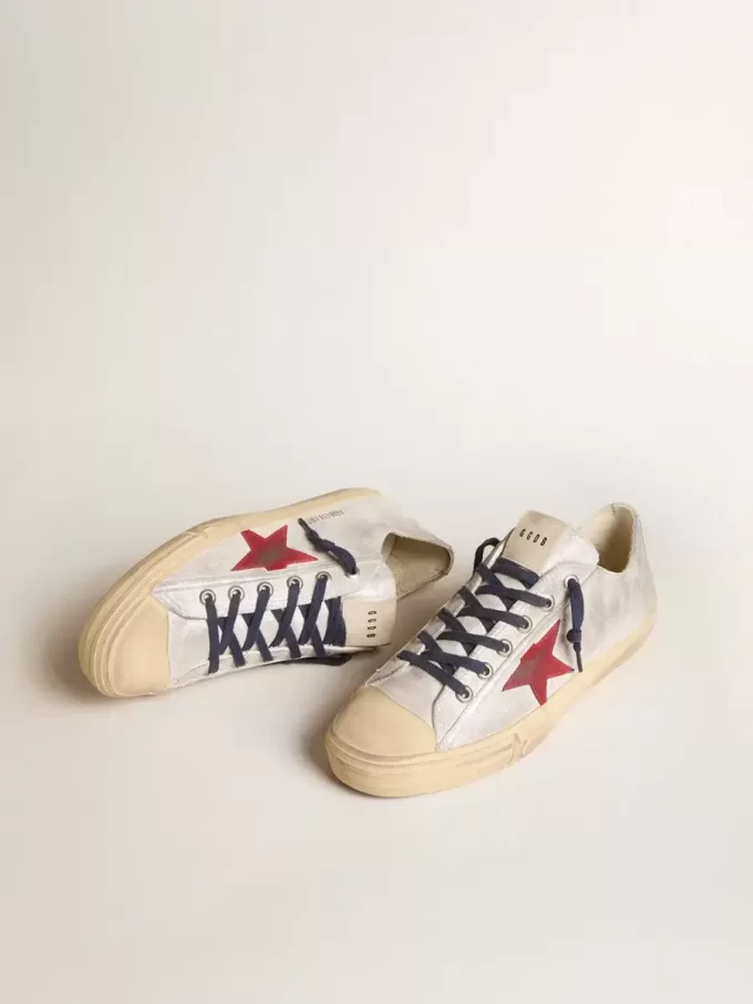 Herren-Sneaker V-Star LTD aus silbermetallischem Wildleder mit rotem Wildlederstern