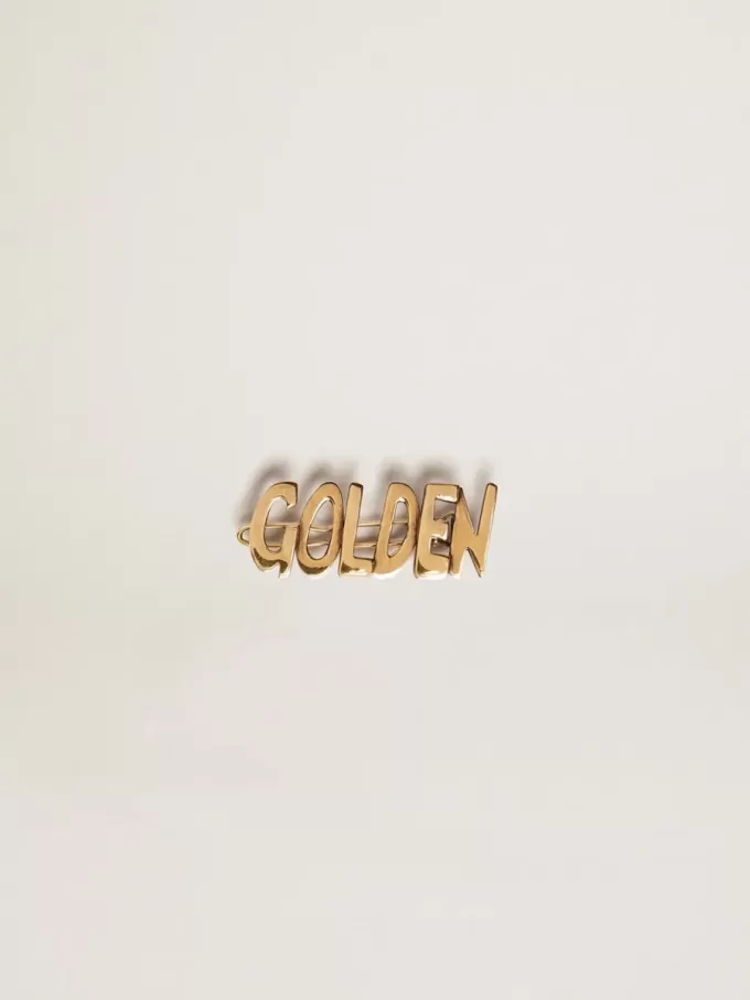 Herren-Spitzenverschluss mit Clip in Altgoldfarbe mit goldener Beschriftung