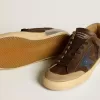 Herren-Super-Star aus Leder mit blauem Lederstern und beigem Nubuk-Fersenriemen