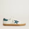 Herren-Super-Star aus Leder mit petrolblauem Wildlederstern und Fersenlasche