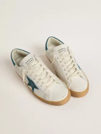 Herren-Super-Star aus Leder mit petrolblauem Wildlederstern und Fersenlasche Herren-Super-Star aus Leder mit petrolblauem Wildlederstern und Fersenlasche
