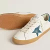 Herren-Super-Star aus Leder mit petrolblauem Wildlederstern und Fersenlasche