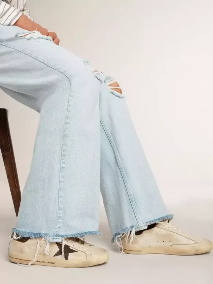Herren-Super-Star aus Leder mit schwarzem Denim-Stern und schwarzer Leder-Fersenlasche