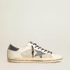 Herren-Super-Star aus Leder und Wildleder mit blauem Lederstern mit Eidechsenprint