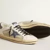 Herren-Super-Star aus Leder und Wildleder mit blauem Lederstern mit Eidechsenprint
