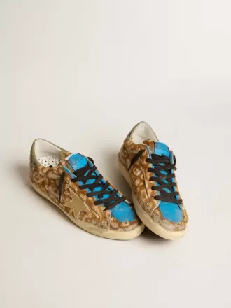 Herren-Super-Star LAB aus Leopardenponyfell mit goldenem Stern und grauer Fersenlasche