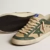 Herren-Super-Star LTD aus cremefarbenem Mesh und grünem Nappaleder mit Nappa-Stern Herren-Super-Star LTD aus cremefarbenem Mesh und grünem Nappaleder mit Nappa-Stern