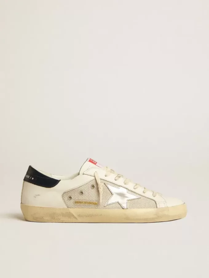 Herren-Super-Star LTD aus Mesh und Leder mit silbernem Stern und blauer Fersenlasche