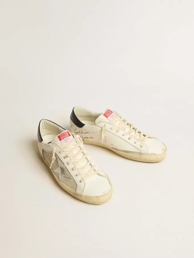 Herren-Super-Star LTD aus Mesh und Leder mit silbernem Stern und blauer Fersenlasche