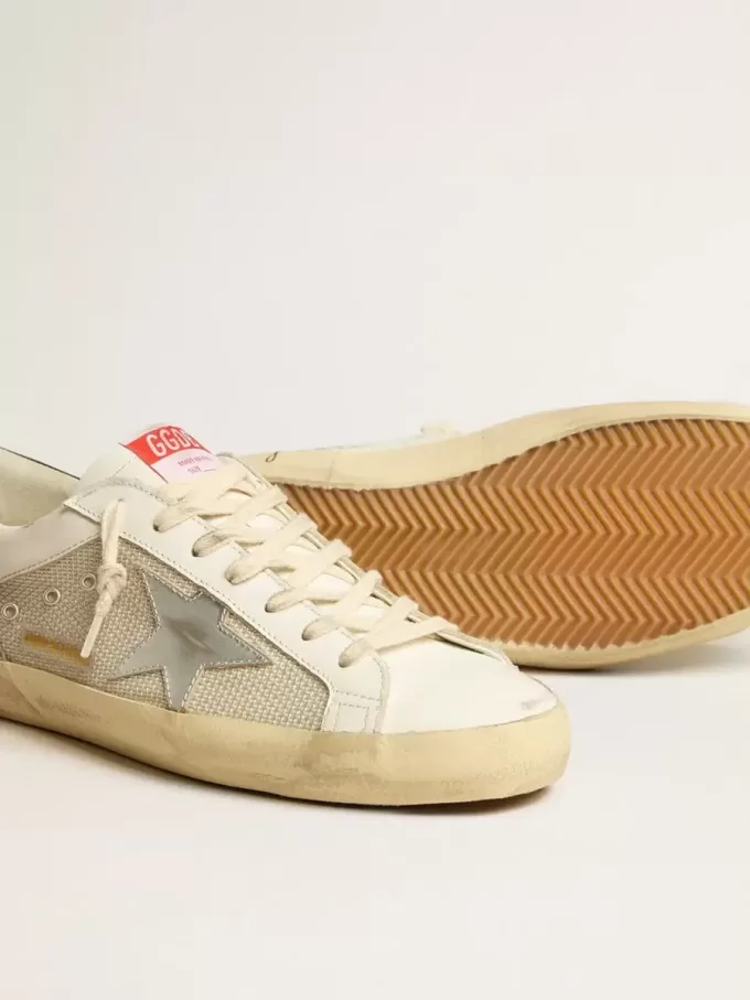 Herren-Super-Star LTD aus Mesh und Leder mit silbernem Stern und blauer Fersenlasche