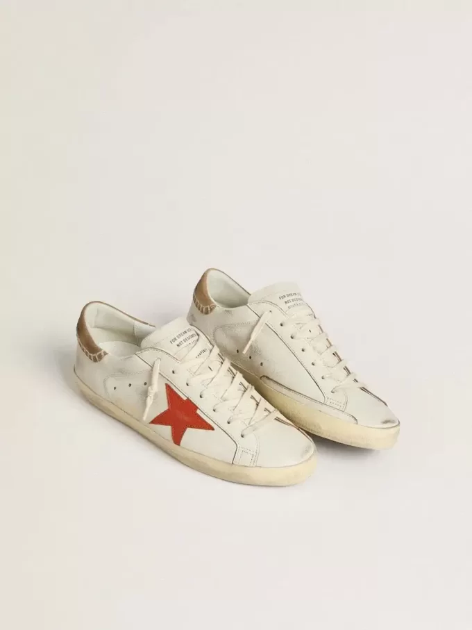 Herren-Super-Star LTD aus Nappaleder mit orangefarbenem Lederstern und tabakfarbenem Wildleder-Fersenlasche