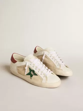 Herren-Super-Star LTD aus Wildleder mit grünem Metallic-Stern und roter Fersenlasche