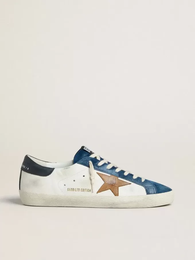 Herren-Super-Star LTD mit tabakfarbenem Lederstern mit Krokodilprägung und schwarzer Lederferse