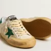 Herren-Super-Star Penstar aus Nappa und Nylon mit grünem Wildlederstern und Fersenlasche