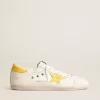 Herren-Superstar aus Mesh und Nappaleder mit gelbem Lederstern und Fersenlasche