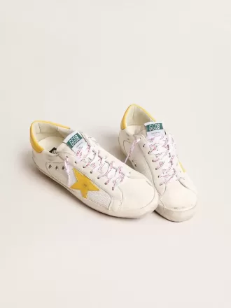 Herren-Superstar aus Mesh und Nappaleder mit gelbem Lederstern und Fersenlasche