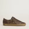 Herren-Superstar mit Stern und Fersenlasche aus braunem Leder in Used-Optik