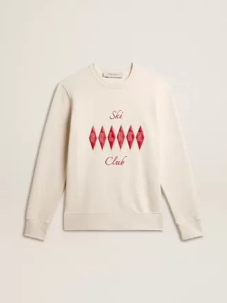 Herren-Sweatshirt aus Baumwolle mit Rundhalsausschnitt und gesticktem Schriftzug