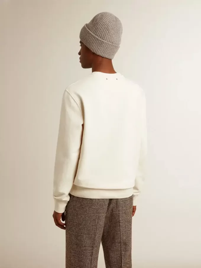 Herren-Sweatshirt aus Baumwolle mit Rundhalsausschnitt und gesticktem Schriftzug