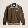 Herren-Sweatshirt in Militärgrün mit Reißverschluss und weißem Logo