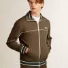 Herren-Sweatshirt in Militärgrün mit Reißverschluss und weißem Logo