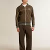 Herren-Sweatshirt in Militärgrün mit Reißverschluss und weißem Logo