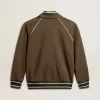 Herren-Sweatshirt in Militärgrün mit Reißverschluss und weißem Logo