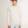 Herren-Sweatshirt in Used-Weiß mit Print