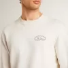 Herren-Sweatshirt in Used-Weiß mit Print
