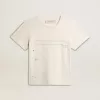 Herren-T-Shirt aus altweißer Baumwolle mit Print und Stickerei