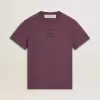 Herren-T-Shirt aus Baumwolle in abgenutztem Lila mit Logo-Print
