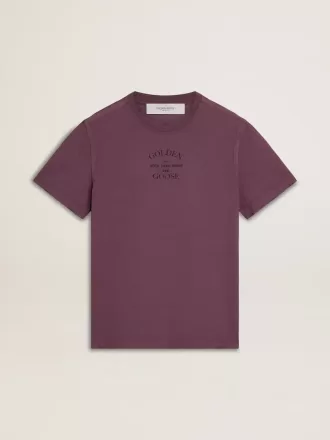 Herren-T-Shirt aus Baumwolle in abgenutztem Lila mit Logo-Print