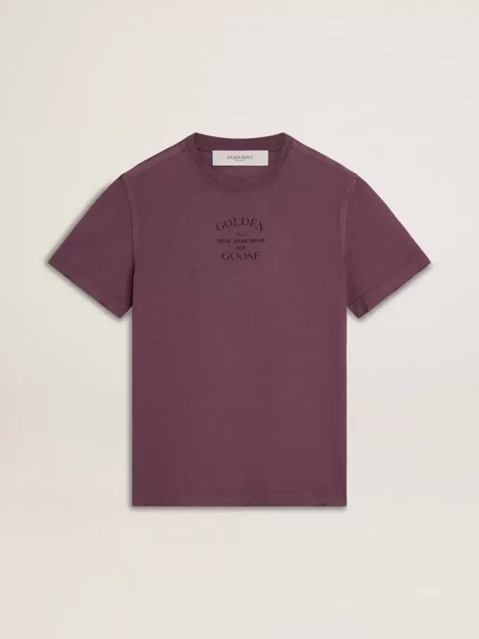 Herren-T-Shirt aus Baumwolle in abgenutztem Lila mit Logo-Print