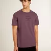 Herren-T-Shirt aus Baumwolle in abgenutztem Lila mit Logo-Print