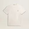 Herren-T-Shirt aus Baumwolle in Altweiß mit Aufdruck auf der Brust