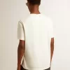 Herren-T-Shirt aus Baumwolle in Altweiß mit Aufdruck auf der Brust