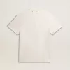 Herren-T-Shirt aus Baumwolle in Altweiß mit Aufdruck auf der Brust