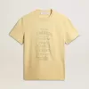 Herren-T-Shirt aus Baumwolle in Hellgelb mit verblasstem Schriftzug