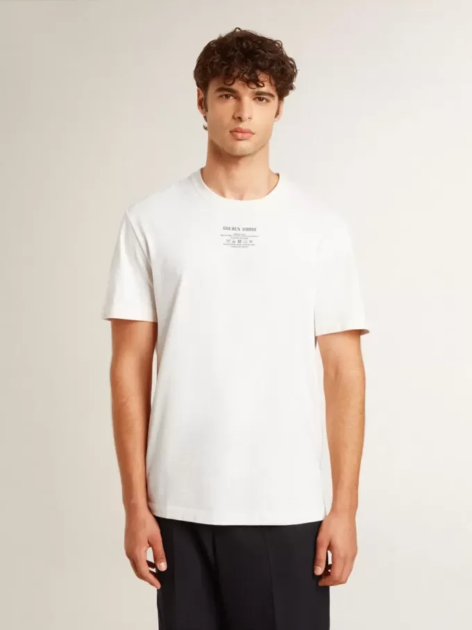 Herren-T-Shirt aus weißer Baumwolle mit schwarzer Aufschrift