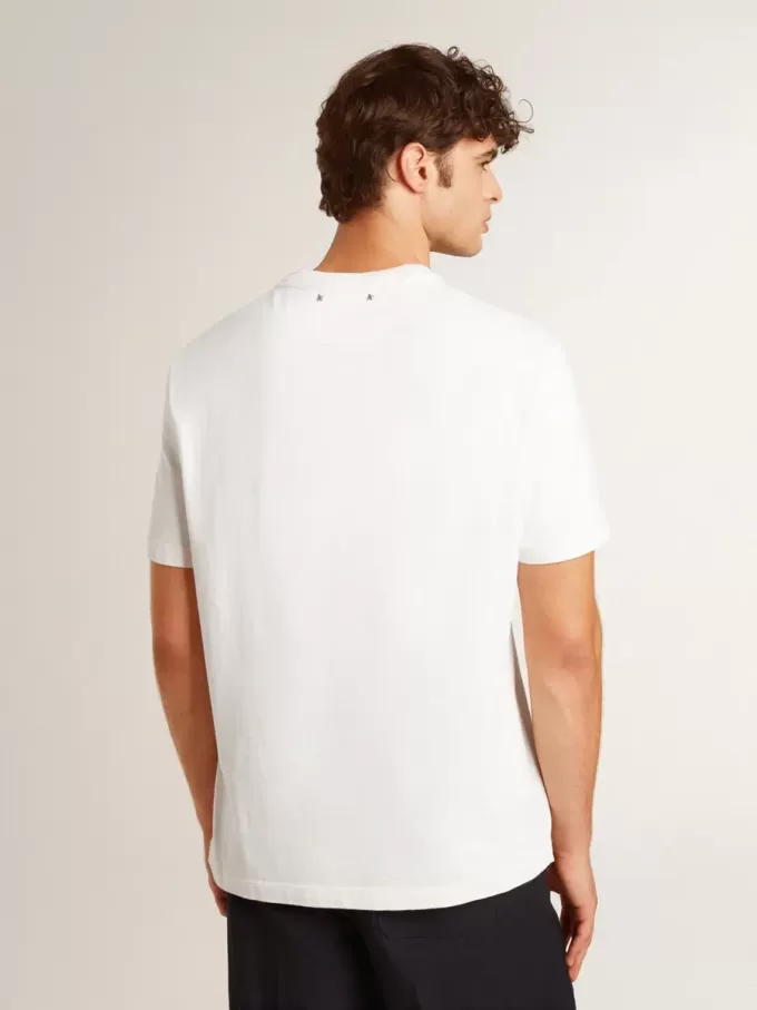 Herren-T-Shirt aus weißer Baumwolle mit schwarzer Aufschrift