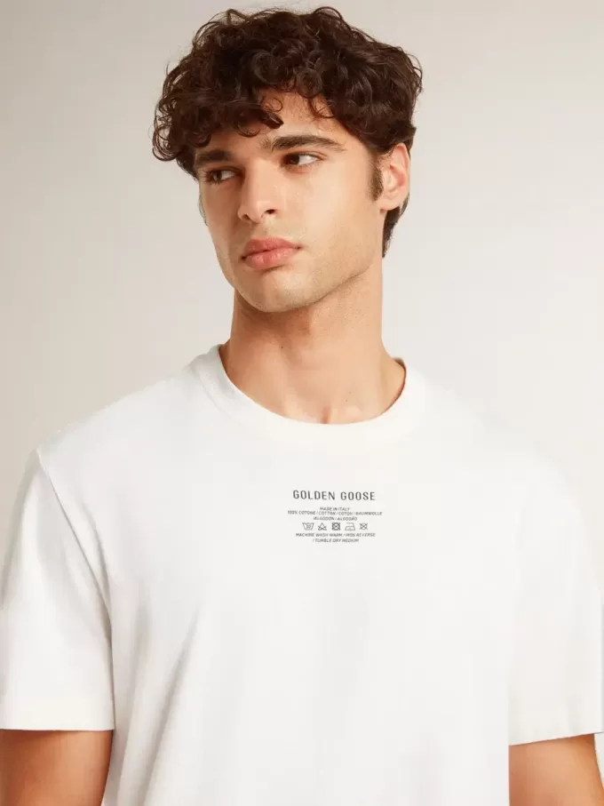 Herren-T-Shirt aus weißer Baumwolle mit schwarzer Aufschrift