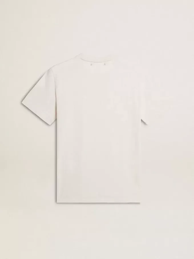 Herren-T-Shirt aus weißer Baumwolle mit schwarzer Aufschrift